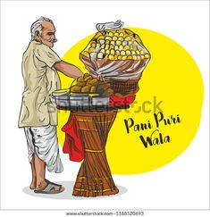 Indian Street Vendors Illustration, Mumbai Street Food Illustration, Pani Puri Stall Drawing, Panipuri Illustration, Indian Street Food Illustration, Pani Puri Illustration, Indian Street Illustration, Pani Puri Drawing, Pani Puri Quotes