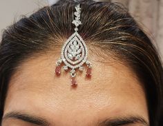 Gorgeous white gold plated Maang tikka with full of CZ stones Length: 5 inches Ready to ship in one business day  Comes in a small box Pakistani Jewelry, Cz Jewelry, Small Boxes, Cz Stone, Indian Jewelry, Hair Jewelry, Gold Plate, Hair Accessories, White Gold