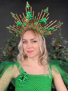 New Year Party Headdress Festive Christmas Headband, Christmas Festive Headband Headpiece, Tree Headpiece, Christmas Headdress, Festival Crown, Winter Headwear, Headpiece Diy, Halo Crown, Winter Festival