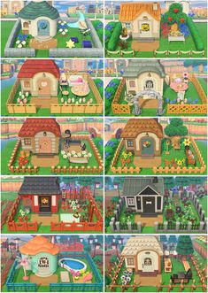 many different houses and gardens are shown in this cartoon character's house design game