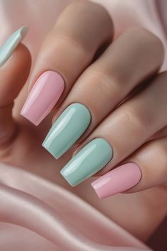 Embrace spring with these pastel nail ideas that are perfect for any occasion. From pastel nail art to delicate Easter nails, these spring nail ideas will have your fingertips looking fresh and stylish. Pastel Acrylic Nails Coffin, Pastel Square Nails, Pastel Square, Pastel Nails Designs