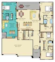 the floor plan for a home with three bedroom and two bathrooms, an open concept living room