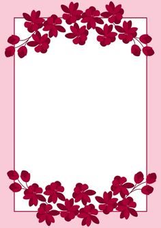 red flowers on a pink background with a white square frame in the middle for text