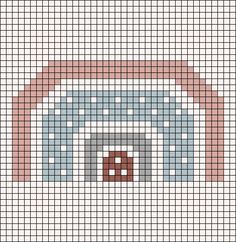 an image of a cross stitch pattern with the letter b in red, white and blue