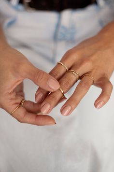 Ankle Chain, Stacking Ring Set, 6 Rings, Gold Band Ring, Clear Crystals, Stacking Ring, Glass Set, Gold Bands, Clear Crystal