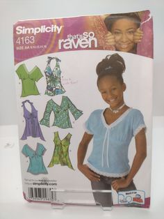 Enough in one pattern to create a full wardrobe or tops! And, can be used for several years! Girl's Plus Sizes 8.5-16.5 Chest 30-36" Waist 28-32" Hips 33-39" Height appx 52-63" Simplicity 4163 pattern Girls/Girls plus Tops UNCUT size 8 - 16  girls plus size 8.5 - 16.5.   6 styles  That's so raven Back To School Wardrobe, Full Wardrobe, So Raven, That's So Raven, Empire Waist Tops, Childrens Sewing Patterns, Top Sewing, Sewing Patterns Girls, Top Sewing Pattern