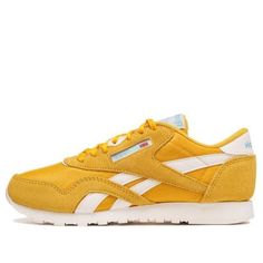 (WMNS) Reebok Classic Nylon 'Team Yellow' 100033163 Spring Sports Running Shoes In Nylon, Spring Sneakers For Light Sports, Nylon Material, Spring Nylon Sneakers For Light Sports, Yellow Nylon Running Sneakers, Sporty Yellow Nylon Sneakers, Yellow Nylon Lace-up Sneakers, Yellow Lace-up Nylon Sneakers, Reebok Classic, Sneakers