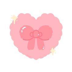 a pink heart shaped pillow with a bow on it's side, surrounded by stars