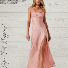 Brand New With Tags Color Is Blush - Soft Rosey Light Pink Adjustable Criss Cross Spaghetti Straps Separate Tie In Back - Decorative Cowl Neckline Slit On Left Leg Asymmetrical Hemline Slip Maxi Dress, Full Length Gowns, Mesh Maxi Dress, Astr The Label, Crochet Halter Tops, Cowl Neckline, Ruffled Maxi Dress, Long Sleeve Maxi, Maxi Dress Blue