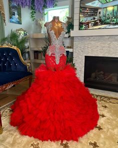 Red Mermaid Crystal Prom Dresses Long for Black Women 2025 Beading Sequin Tiered Ruffle Formal Evening Gowns Customized - AliExpress 320