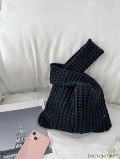 BagForLove - Chic Crochet Handbag: Sleek Black Crochet Bag, Prada Milano, Chic Crochet, Free Crochet Bag, Quick Crochet, Hollow Design, Crochet Bag Pattern, Crochet Bags, Black Crochet