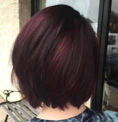 Dark Red Bob, Burgundy Hair Dark, Plum Highlights, Deep Burgundy Hair Color, Shades Of Burgundy Hair, Cherry Hair Colors, Burgundy Highlights