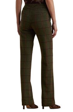 A streamlined straight-leg silhouette defines these wool-rich twill pants patterned in classic checks for an ultrasophisticated look. Zip fly with hook-and-bar closure Front slant pockets; back welt pockets 49% recycled wool, 46% recycled polyester, 5% other fibers Dry clean Imported Classic Plaid Pants For Office, Classic Plaid Bottoms For Office, Classic Plaid Pants For Workwear, Classic Plaid Office Bottoms, Plaid Bottoms For Business In Fall, Classic Plaid Pants For Fall, Classic Straight Dress Pants For Fall, Fitted Wool Plaid Bottoms, Formal Plaid Bottoms For Fall