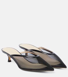 Venetian mesh mules in black - Le Monde Beryl | Mytheresa Mules Outfit, Heavy Clothing, Bottega Veneta Cassette, Mesh Heels, Mid Heels Pumps, Low Heel Sandals, Evening Shoes, Pointed Toe Shoes, Hot Shoes