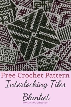 crochet pattern for interlocking tiles with text overlay