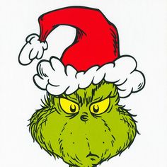 an image of the grin face wearing a santa claus hat on top of his head