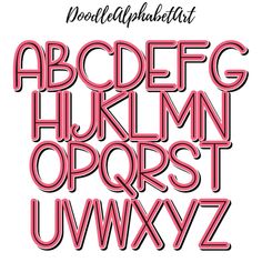 the upper and lower letters are outlined in neon pink