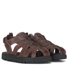 They'll feel the comfort with each step in Kids' Carter Vasco Sandal. Faux leather upper in a sandal style with a round toe. Hook and loop ankle strap closure. Multiple strap design to keep the foot cool. Smooth lining with a padded footed. Durable TPR outsole. Sandal Style, Carter Kids, Koolaburra By Ugg, Trending Sandals, Sandals Brown, Girls Shoes Kids, Famous Footwear, Kids Sandals, Strap Design