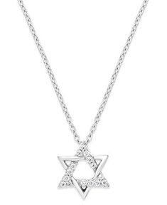 Diamond Star of David Pendant Necklace in Sterling Silver (1/10 ct. t.w.) - Necklaces - Jewelry & Watches - Macy's Harry Winston Diamond, Star Of David Necklace, Necklaces Diamond, Crossover Ring, Star Of David Pendant, Pendant Diamond, Pendants Necklaces, Diamond Star, Jewelry Design Necklace