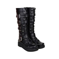 TAAFO Girl Women Shoes Lady Punk Motorcycle Boots Woman Low Heels Wedges Pumps Platform Shoes 34-47 Buckle 34 Punk Motorcycle, Women's Motorcycle Boots, Boots Woman, Low Heel Wedges, Boots Square Toe, Suede Boots Knee High, Wedge Pumps, Motorcycle Boots, Wedge Boots