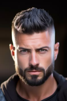 Opt for a subtle yet still impactful version of the classic mini faux hawk by choosing a mid-fade paired with it. Add some styling powder to create lift and hold for your hairdo. Click here to check out more best mid-fade haircut ideas for men. Temple Fade Haircut, Gents Hairstyles, Long Curly Hair Men, Haircut Ideas For Men, Best Fade Haircuts