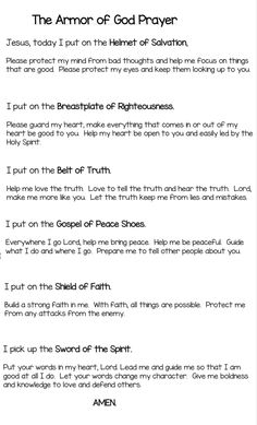 the armor of god prayer printable