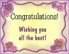 congratulations card with pink daisies and the words'wishing you all the best '