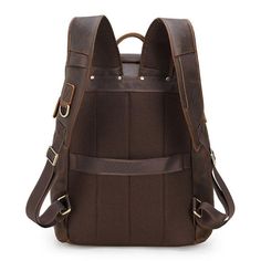 Brown leather backpack perfect to carry everywhere.With laptop compartment for a 15.6-inch PC and multiple pockets for all you might need in your daily life.This backpack is the best choice for work,travel,college and daily use.     ITEM DETAILS   Main Material: Crazy Horse Leather    Closure Type: Zipper    Style: Vintage    Item Type: Backpacks    Size: L13.3" * H16.5" * W7.0" ( can fit 15.6 inches laptop)        FREE SHIPPING & 10% OFF YOUR FIRST ORDER  🖐 ️Handmade   🎁  FREE GIFT: crazy hor Leather Luggage Backpack For Daily Use, Leather Backpack Luggage With Sleeve, Business Backpack With Waxed Finish, Outdoor Laptop Backpack With Luggage Sleeve, Classic Outdoor Leather Backpack, Leather Laptop Backpack For Outdoor, Leather Laptop Bag With Large Capacity, Functional Leather Laptop Bag For Trips, Functional Leather Backpack Luggage