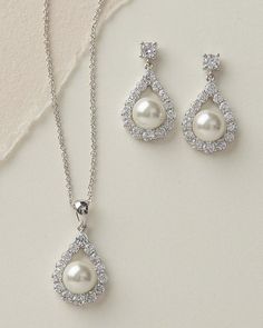 Elegant Silver Pearl Jewelry Sets, Elegant Pearl Jewelry Sets With Matching Earrings, Formal Jewelry Sets With Pearl Pendant, Silver Pearl Embellished Jewelry Sets For Wedding, Silver Pearl Jewelry Set With Matching Earrings, Gold Bridesmaid Jewelry, Pearl Bridesmaid Jewelry, Bridesmaid Pearls, Pearl Bridal Jewelry