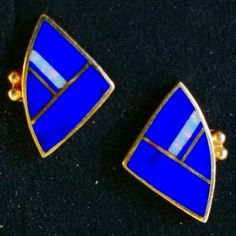 Ray Tracey 14k Yellow Gold Lapis Lazuli Opal Inlay Earrings Very Nicely Detailed The Earrings Are Approx 11mm By 16mm Weight Approx 3.8gm Marked 14k With Maker's Mark. The Cross Is Not Included With This Sale.It Is Just For Reference To Show An Old Ray Tracey Maker's Mark. Has Butterfly Backs Both 14k Gold. Please Look At All 12 Pics As They Are Part Of The Description. All Pics Enlarged To Show Details Ray Tracey Jewelry, Maker's Mark, The Cross, Makers Mark, Lapis Lazuli, Blue Gold, Opal, Jewelry Earrings, Yellow Gold