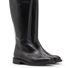 New Leather Mid Calf Boots, Size 36, Black Black Round Toe Mid-calf Boots For Business, Black Mid-calf Boots With Round Toe For Business, Classic Black Knee-high Boots Medium Width, Classic Black Mid-calf Boots In Calf Leather, Classic Black Mid-calf Calf Leather Boots, Classic Black Knee-high Boots With Pointed Toe, Classic Flat Heel Boots Medium Width, Classic Black Mid-calf Boots With Reinforced Heel, Classic Heeled Boots With Wide Calf And Round Toe