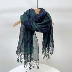 High Quality Pure Linen Lady Scarf Japanese Plaid Retro Green Breathable Shawls and Scarves Retro Scarf, Summer Shawl, Linen Scarves, Scarf Women, Green Plaid, Pure Linen, Womens Scarves, Shawl, Plaid