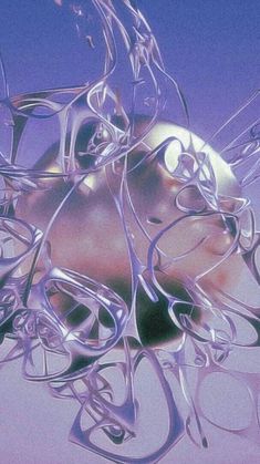 an abstract painting with many lines and shapes on it's surface, in purple tones