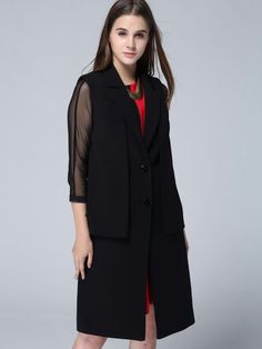 Black V Neck Sleeveless Vest Coat 44.99 Vest Coat, Vest Outfits, Sleeveless Vest, Black Sleeveless, The Black, Women's Blazer, Clothing And Shoes