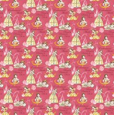 disney princess and the frog pattern on pink fabric