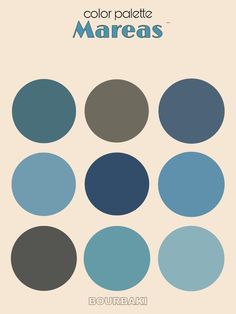 the color palette for marreas is shown in shades of blue, gray and white