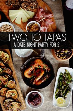 two to tapas a date night party for 2 is on the table with food