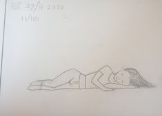 a drawing of a woman laying on her stomach