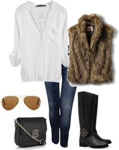 Faux Fur Vests Outfits, Faux Vest, Fur Vests, Fall Chic, Jeans Boots, Winter Outfits Cold, Han Solo, Mode Chic