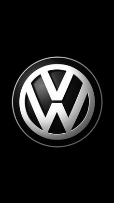 the vw logo is shown on a black background