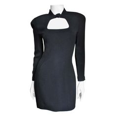 Thierry Mugler Dress with Cut out For Sale at 1stDibs | mugler dress sale, mugler cut out dress, mugler cutout dress Thierry Mugler Dress, Mugler Dress, Black Bandage Dress, Summer Cocktail Dress, Belted Wrap Dress, Long Sleeve Fitted Dress, Black Cotton Dresses, Cashmere Dress, Black Knit Dress