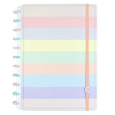 a spiral notebook with pastel stripes on it