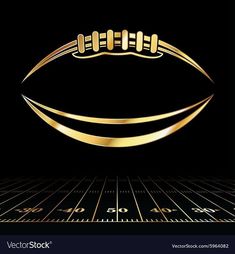 an american football ball on a black background with gold lines and space for your text