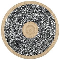 a round rug with grey and white speckles