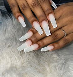 Milky White Nails Acrylic, Clouds Nails, White Nails Acrylic, Milky White Nails, Clear Acrylic Nails, Nagellack Trends, Milky Nails, Drip Nails