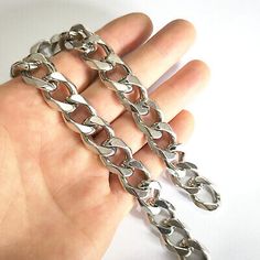 Top Rated Heavy Stainless Steel 316L In bulk Chain Silver 15mm Curb Link Mens, Fashion Jewelry Silver Stainless Steel Cuban Link Chain Necklace, Silver Stainless Steel Chunky Chain Necklace, Silver Chunky Chain Necklace In Stainless Steel, Mens Fashion Jewelry, Chain Silver, Top Rated, Chain Length, Silver Chain, Fashion Jewelry