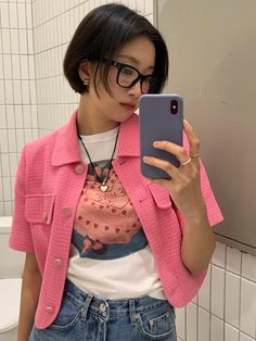 Composition : SHELL: 56% Polyester / 44% Cotton, LINING: 100% PolyesterColor : PINK_55_01,PINK_66_02Country of Origin : CHINA Trendy Short Sleeve Outerwear For Work, Tweed Jacket, Jackets & Coats, Composition, China, Blazer, Clothes For Women, The Originals, Pink