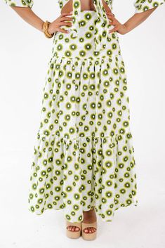 Covered In Kiwi Midi Skirt - Green Kiwi Outfit, Green Skirt, Matching Top, Kiwi, Midi Skirt, Skirt, Green, Pattern