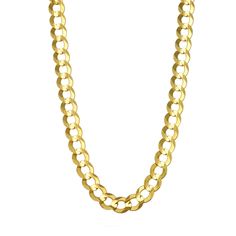 Beautiful, substantial 7mm wide solid curb link chain has presence and shine that will be sure to be noticed. Chain is high polished finish and secured with a lobster claw. Cuban Link Curb Chain Necklace, Classic Cuban Link Necklace With Round Solid Links, 14k Gold Cuban Link Chain Necklace, Yellow Gold Tarnish-resistant Cuban Link Necklace, Formal Cuban Link Necklace With Curb Chain, Tarnish-resistant Yellow Gold Cuban Link Necklace, Classic Round Cuban Link Necklace, 14k Gold Cuban Link Necklace With Curb Chain, Classic 14k Gold Cuban Link Necklace With Oval Links