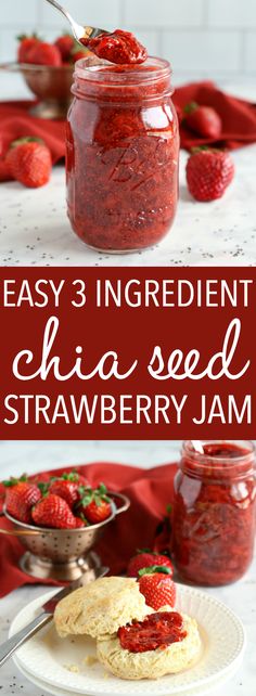 easy 3 ingredient chia seed strawberry jam